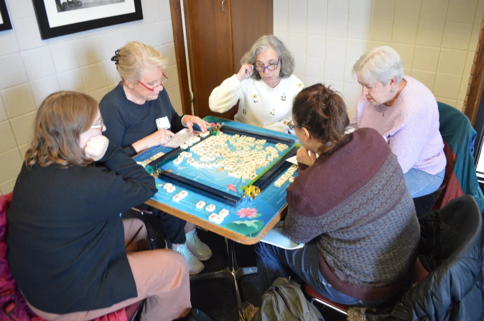 Woman playing mahjong